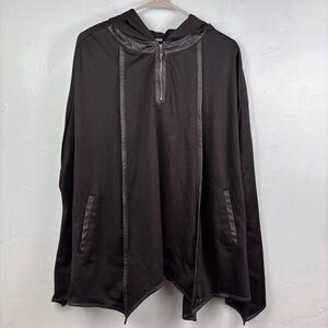 Disney Maleficent Black Hooded Poncho with Faux Leather Trim